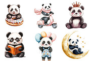 Cute Panda Sublimation Clipart, an Illustration by Watercolor design (Thumbnail 3 of 4)