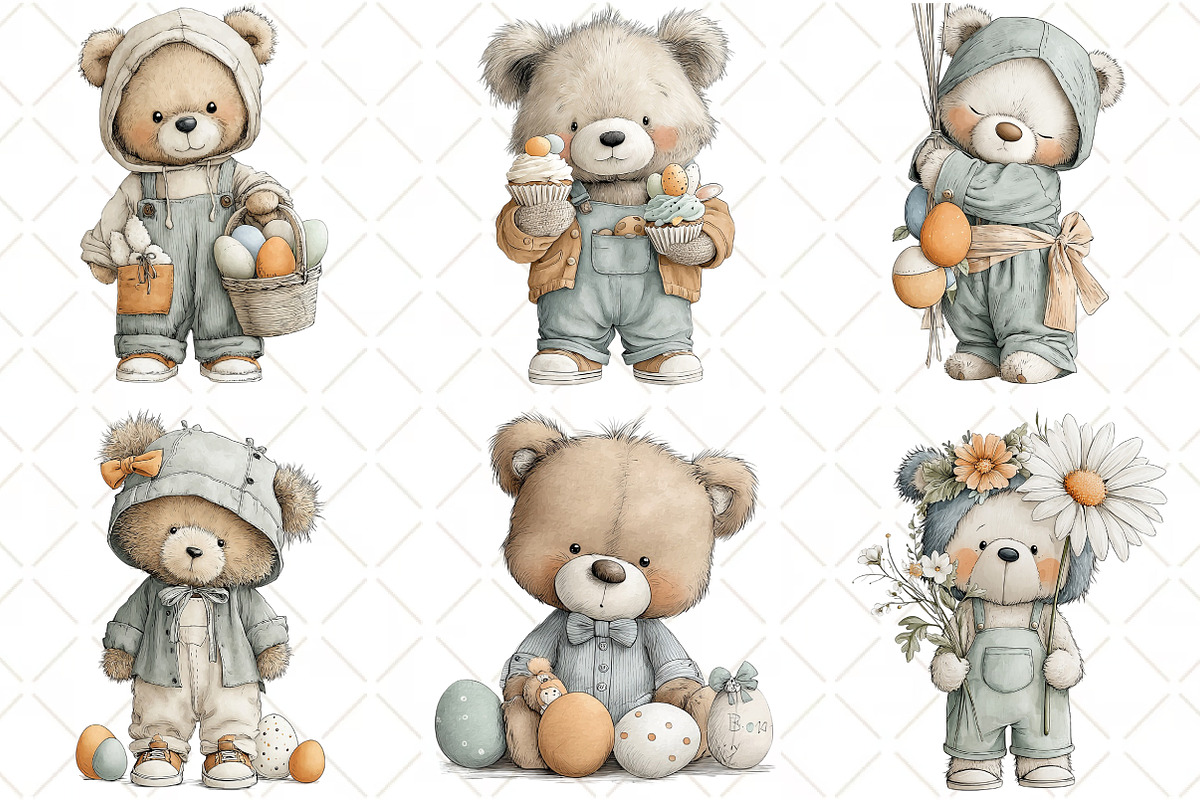Whimsical Easter Bear Clipart, an Illustration by Black Bird Studio (Photo 4 of 5)