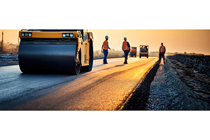 Construction workers paving a road, an Industrial Photo by Igor Tichonow