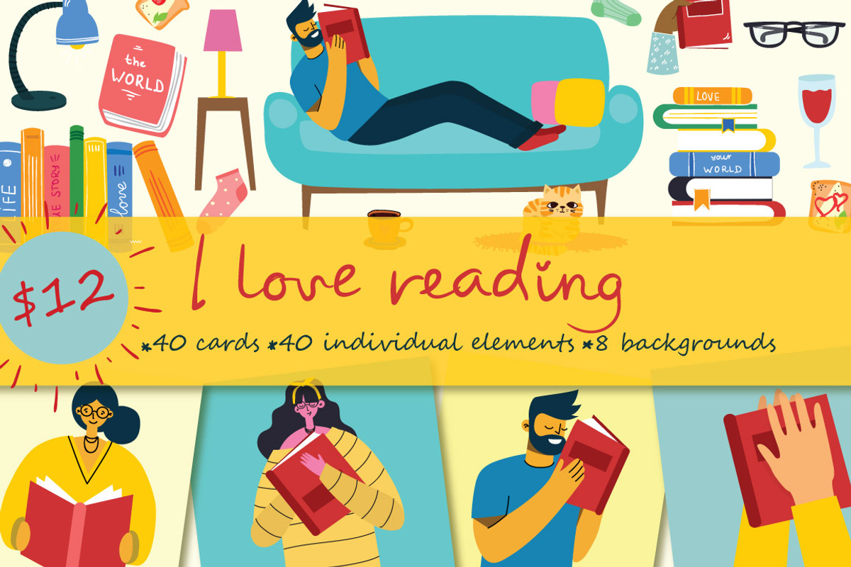 I love reading!, an Education Illustration by Virinaflora (Photo 1 of 5)