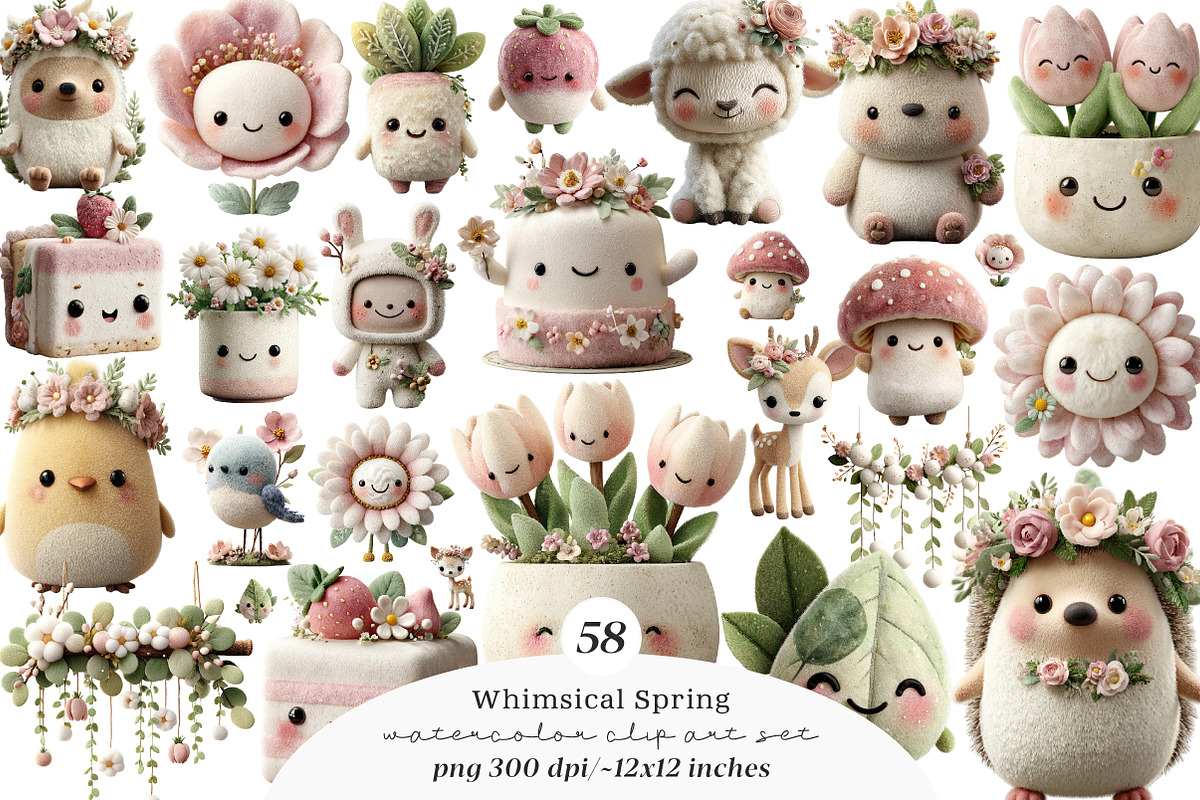 Whimsical spring clipart, an Illustration by SinaCreation (Photo 1 of 11)