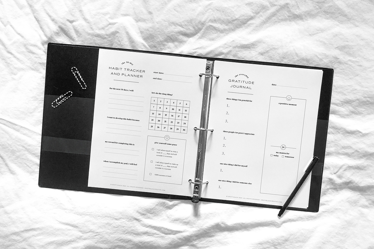 Gratitude Journal + Habit Tracker, a Templates & Theme by Kristy Black Creative