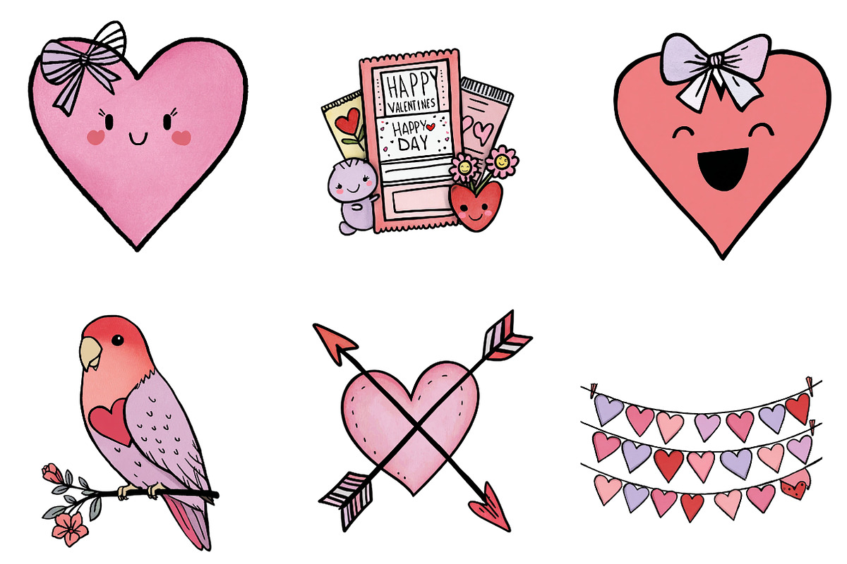 Cute Valentine Clipart, an Illustration by CreationArt (Photo 7 of 7)