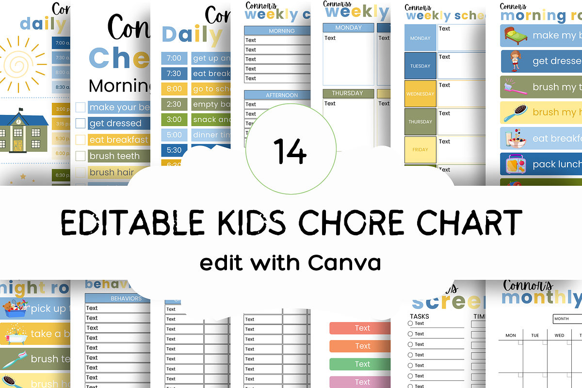 Kids Chore Chart, Canva Editable, a Stationery Template by Earley Bird Design Studio (Photo 1 of 6)