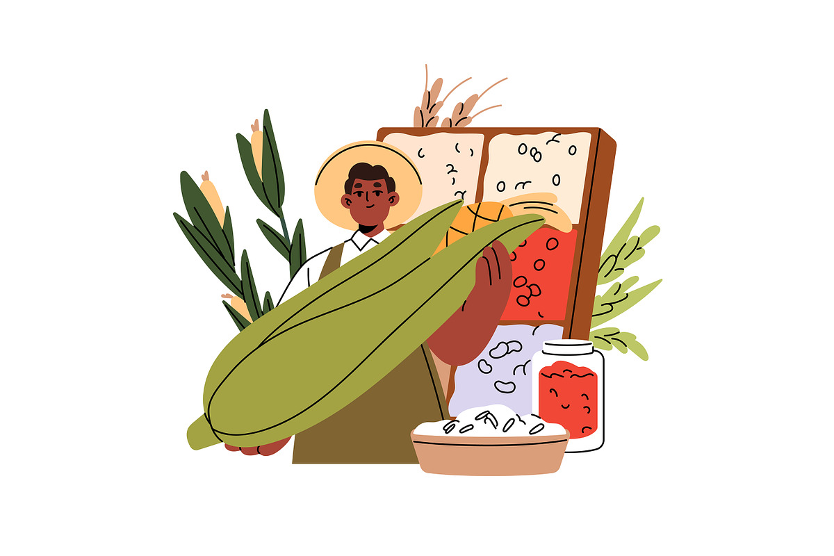 Farmers sell on local market concept, a Food Illustration by PaperTrident (Photo 6 of 7)