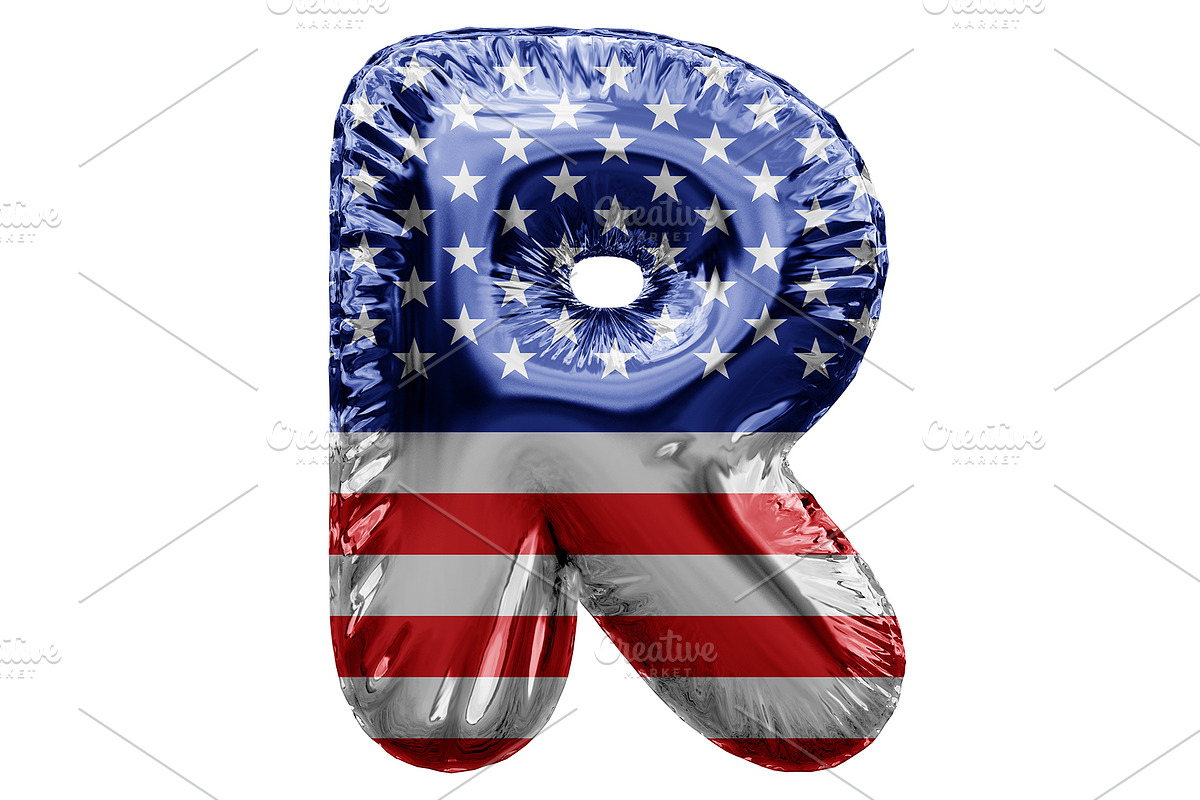 PATRIOT - USA flag foil balloon font preview 4