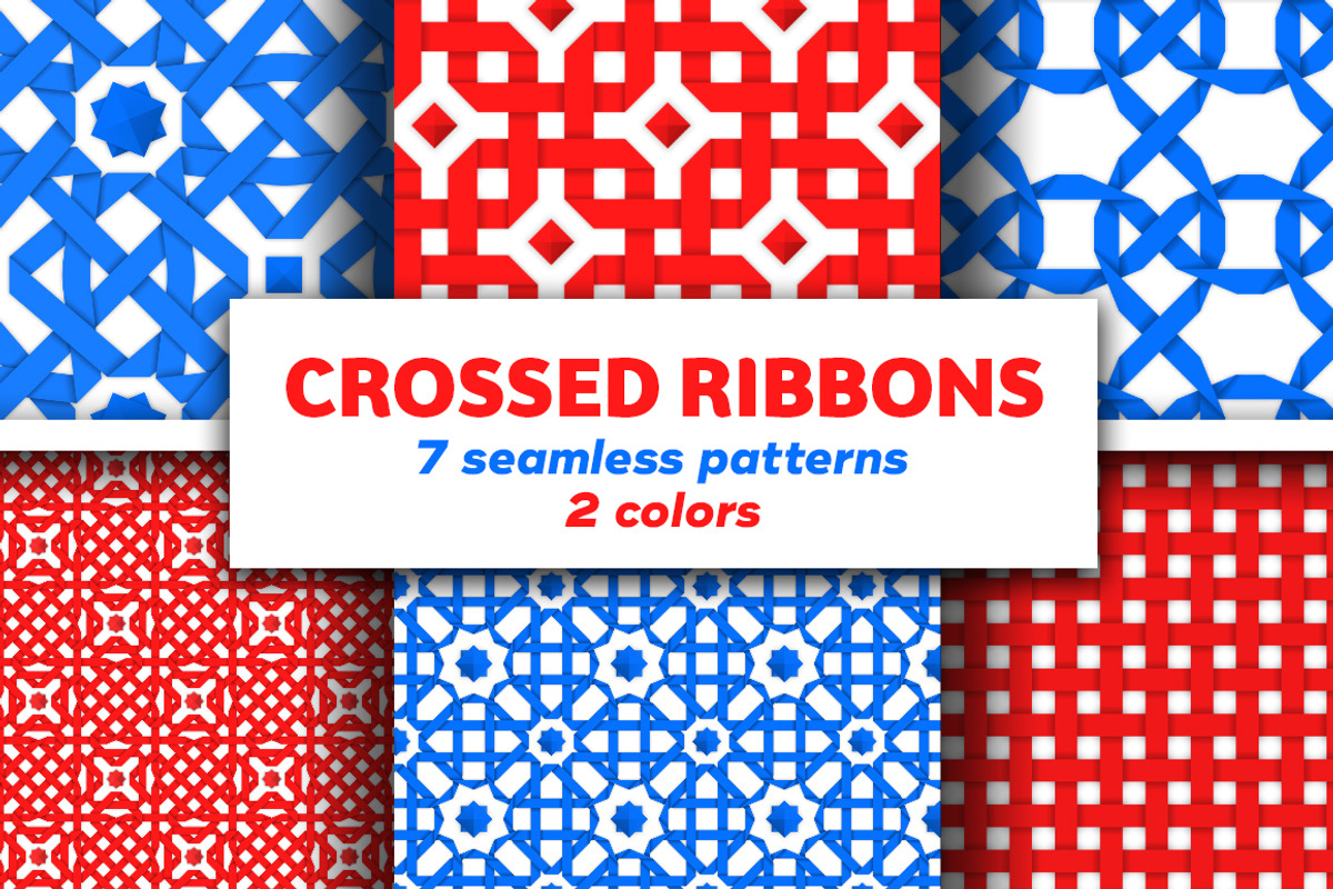 Crossed ribbons. Seamless patterns, a Pattern Graphic by yurlick