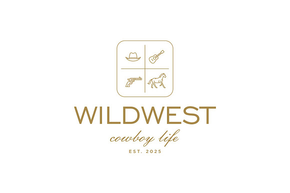 Vintage Retro Wild West Cowboy Logo preview 2