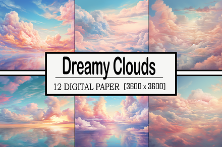 Dreamy Clouds, a Background Graphic by Printable Treasure