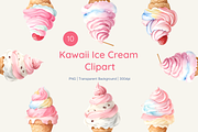 Kawaii Ice Cream Clipart, a Food Illustration by jvxvxnism (Thumbnail 1 of 5)