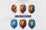 20 Lion Head Clipart Design Digital, an Illustration by Wilin Digital (Thumbnail 1 of 2)