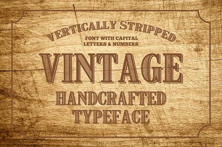 Vertically Striped Vintage Typeface, a Serif Font by Vintage Font Lab