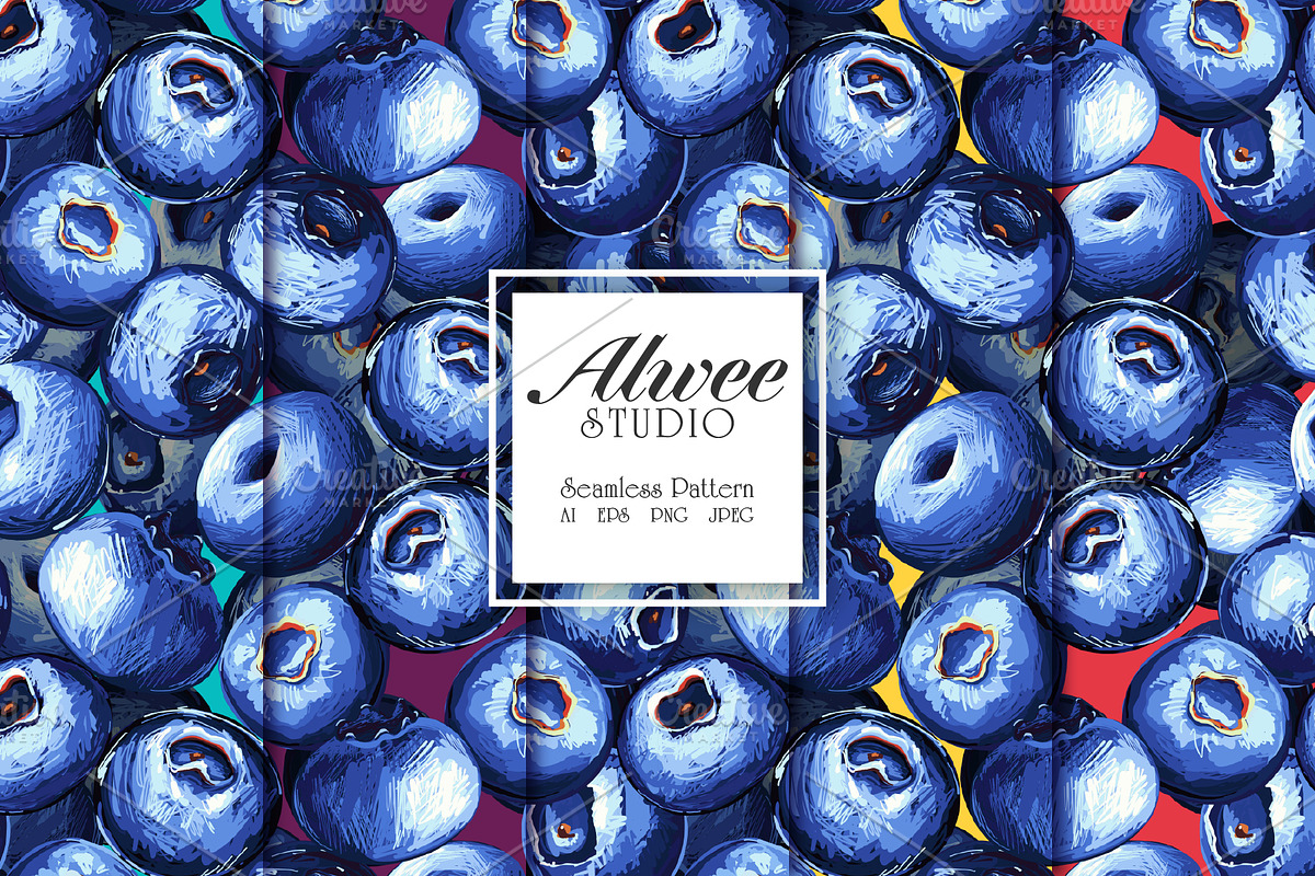 HandDrawn Blueberry Seamless Pattern, a Pattern Graphic by Alwee Studio (Photo 1 of 6)
