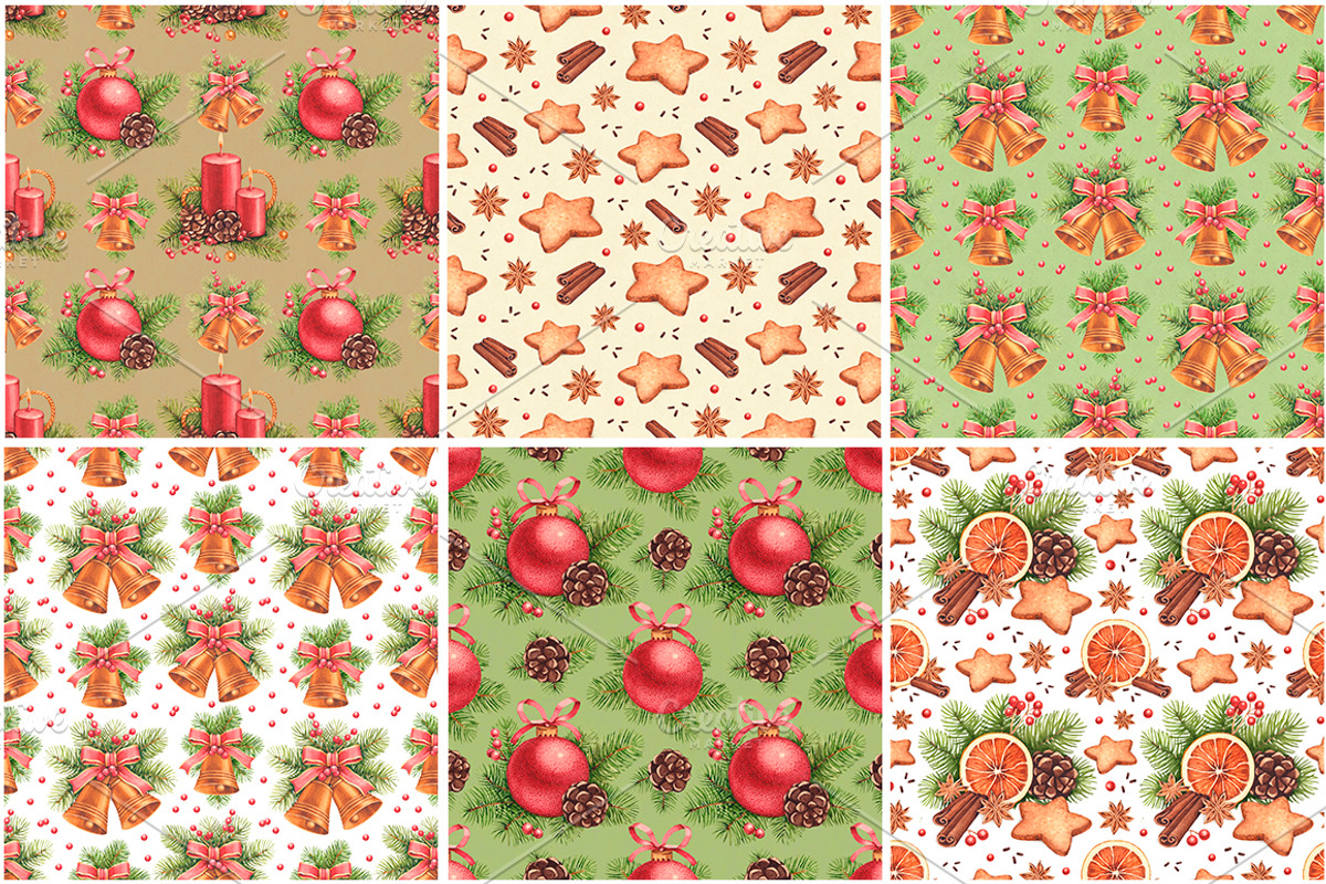 Christmas patterns and illustration preview 2