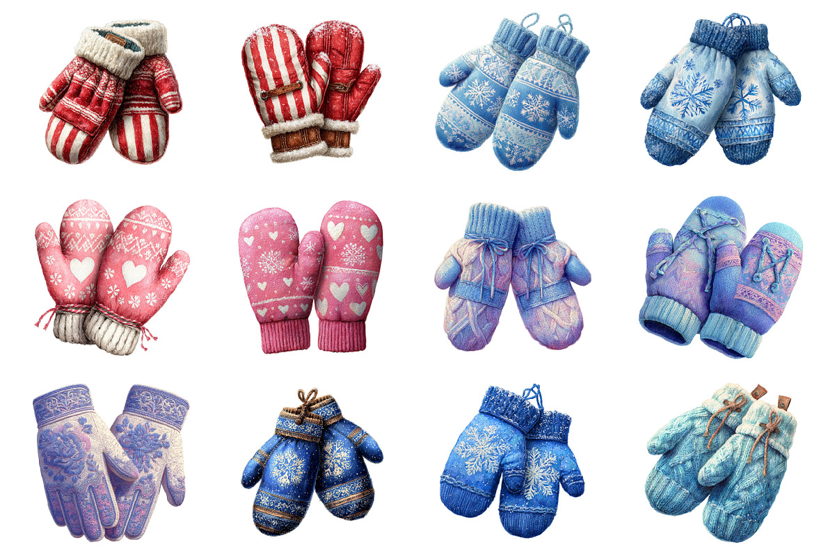Watercolor Winter Mittens Clipart, an Illustration by Design Market (Photo 2 of 3)