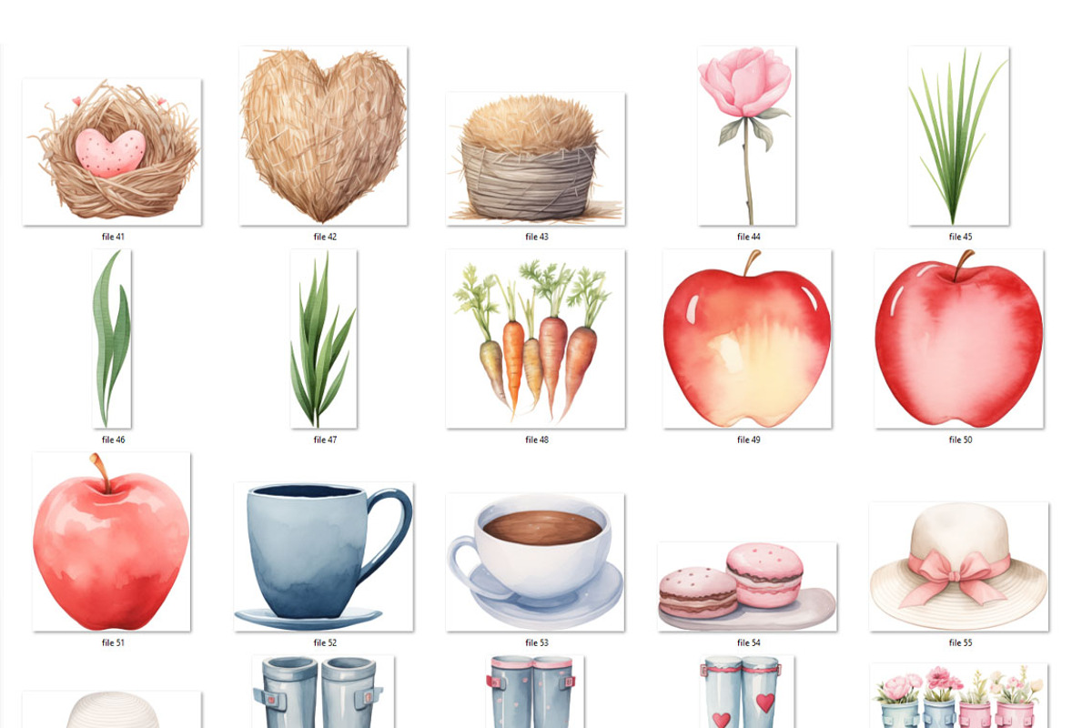 Valentine farm clipart watercolor, an Object Graphic by MyLittleMeow (Photo 6 of 9)