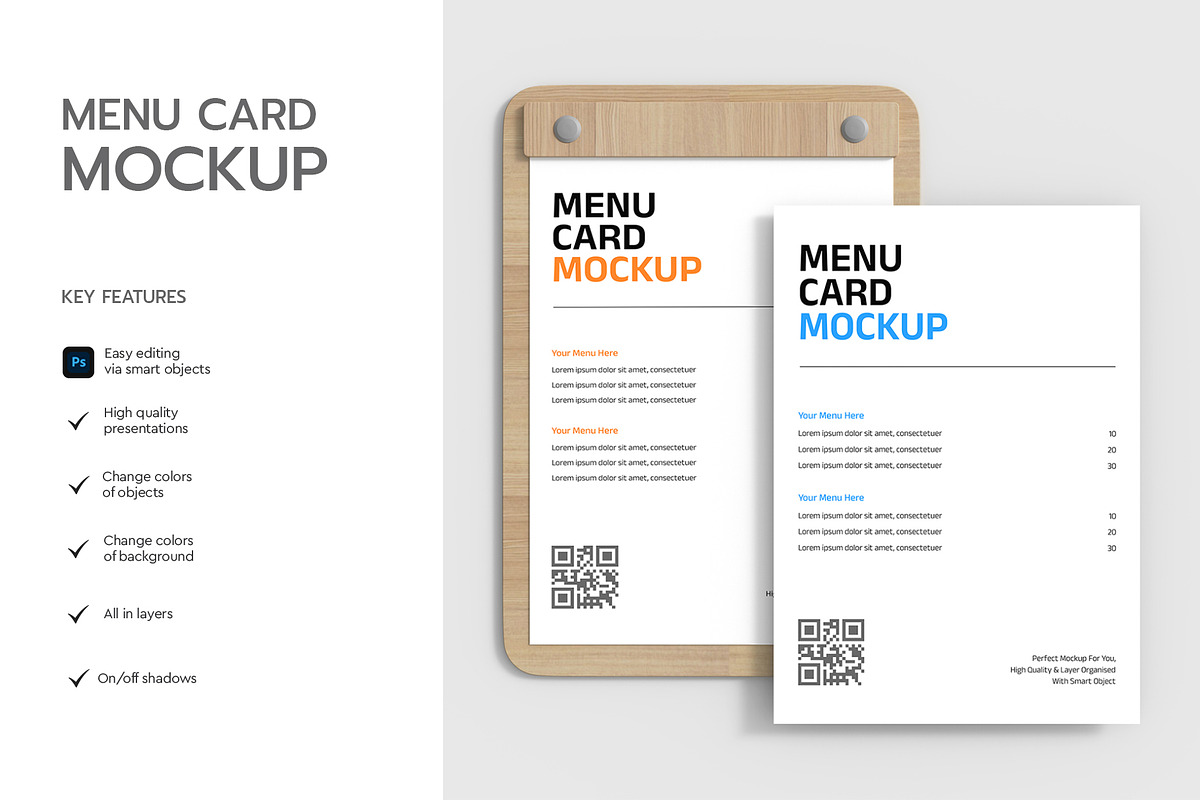 Wooden Table Menu Card Mockup, a Product Mockup by graphypix (Photo 2 of 4)