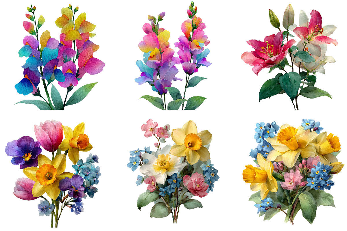 Watercolor Spring Flowers Clipart, an Illustration by DreamArtGraphic (Photo 4 of 4)