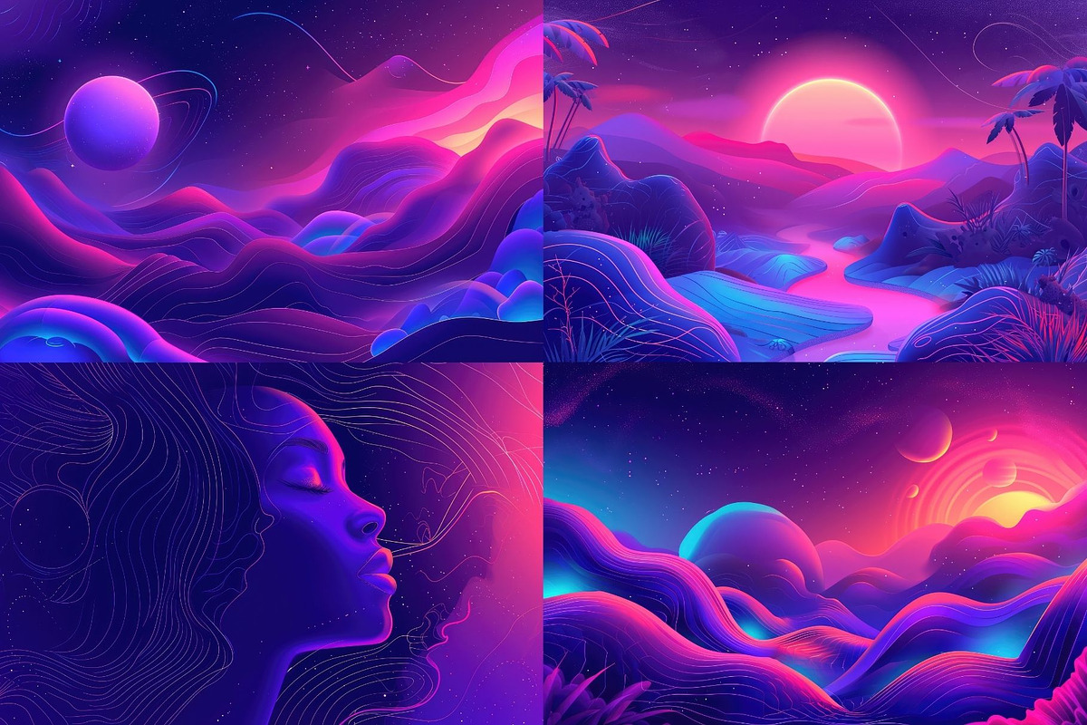 32 Ethereal Neon Dreamscapes, a Decorative Illustration by HipFonts (Photo 9 of 9)