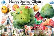 Happy Spring Clipart, an Illustration by Designworld (Thumbnail 1 of 7)