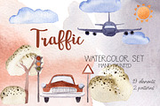 Traffic Hand Painted Watercolor Set, an Education Illustration by Sha1nee (Thumbnail 1 of 5)