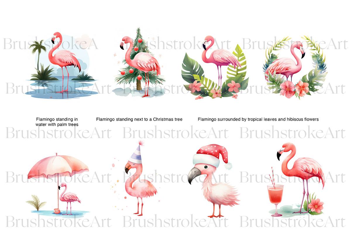 Flamingo Clipart, Pink Flamingo PNG, an Animal Illustration by BrushstrokeArtGB (Photo 4 of 9)