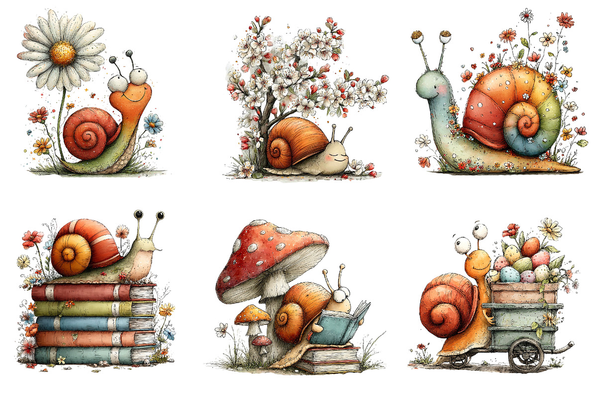 Whimsical Spring Snail Clipart, an Illustration by Dream Creation (Photo 5 of 6)