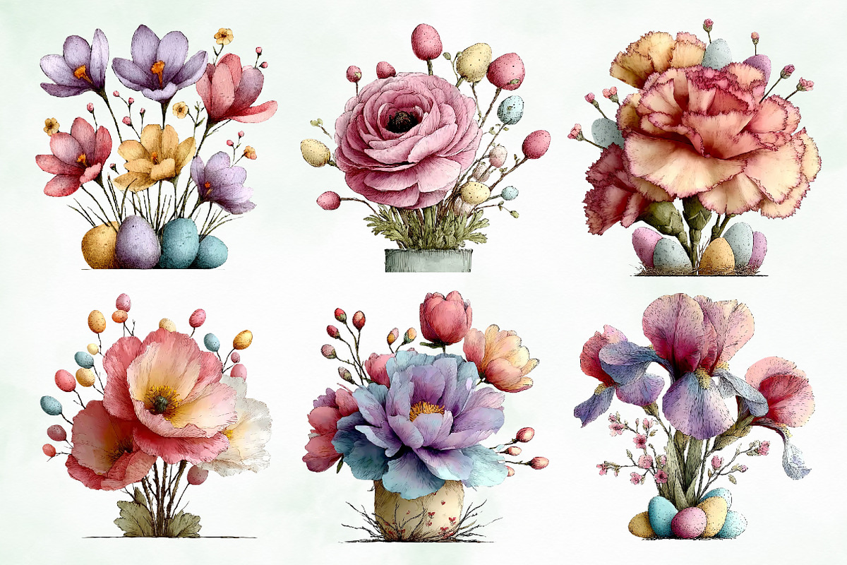 Whimsical Easter Flowers Png Clipart, an Illustration by Creative Art (Photo 2 of 8)