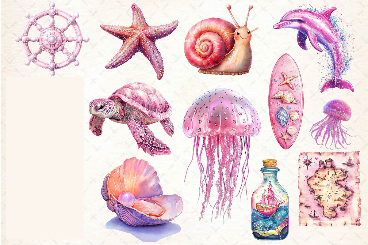 Pink Sea Adventure Clipart, an Illustration by Dream Creation (Photo 4 of 4)