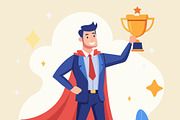 Businessman superhero holding trophy, a Sport Illustration by SouravDesign (Thumbnail 1 of 3)