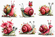 Whimsical Summer Snail Clipart, an Illustration by Craft Nest (Thumbnail 5 of 12)