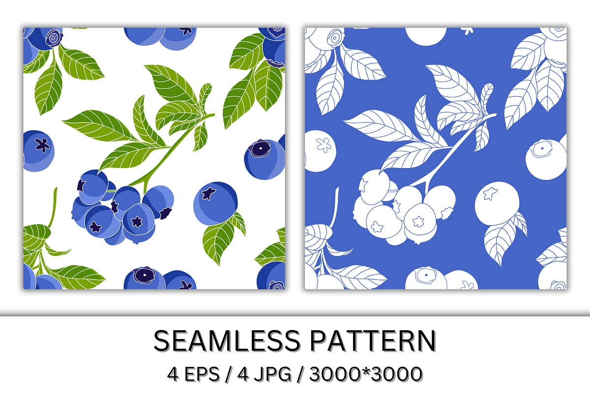 Blueberry Seamless Pattern, a Pattern Graphic by wind mill (Photo 2 of 4)