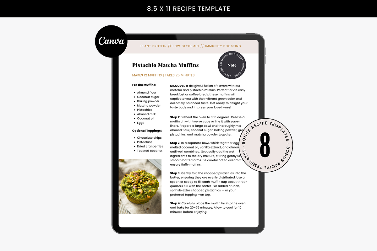 Canva Recipe Template | Matcha, a Templates & Theme by Erin Cassidy (Photo 1 of 5)
