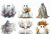 Halloween Floral Ghost Clipart, an Illustration by Craft Nest (Thumbnail 4 of 6)