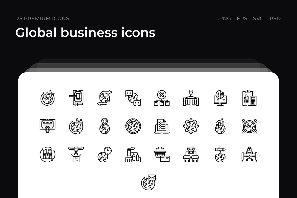 Global business icons, an Outline Icon by Wencory (Photo 1 of 2)