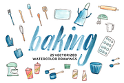 Vector Watercolor Baking Supplies, an Illustration by Hello Brio (Thumbnail 1 of 4)