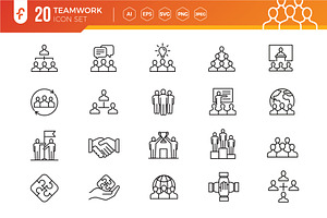 Teamwork Line Icon Set