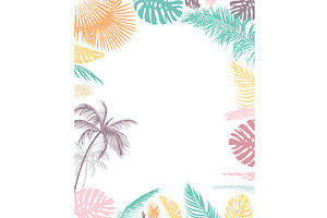 Multicolored palm leaf frame Light, an Illustration by Nenahliadava Design