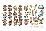 Retro Back to School Clipart, an Education Illustration by TheClipAtelier (Thumbnail 3 of 4)