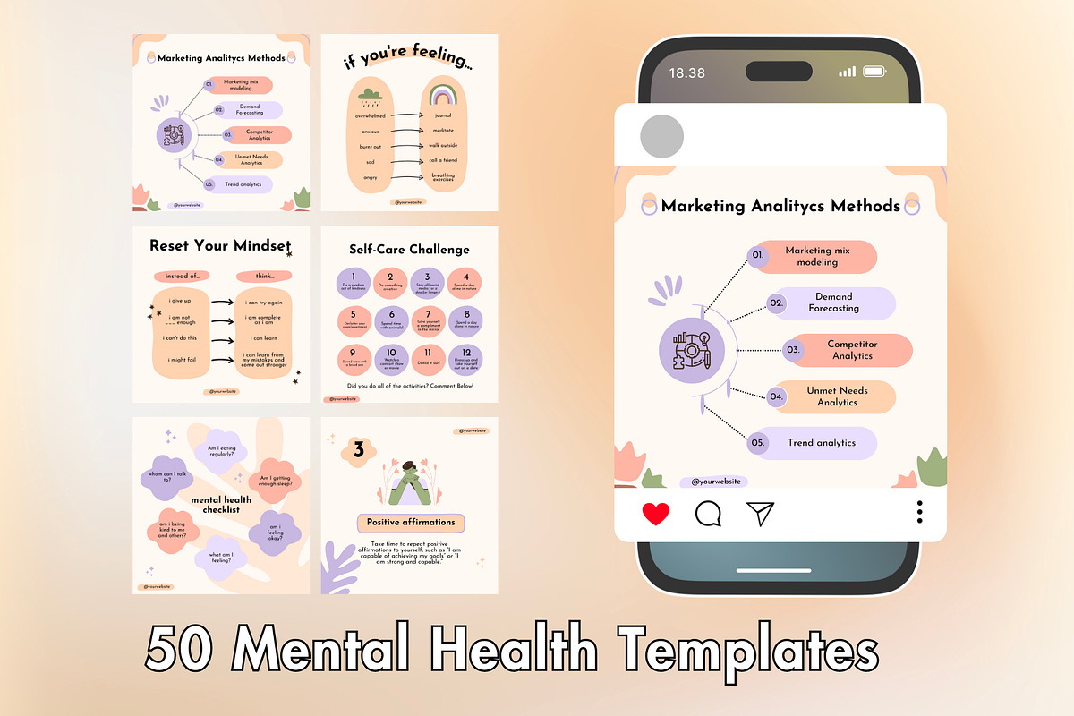 Therapist Instagram Templates, a Social Media Template by Adored Templates (Photo 1 of 10)