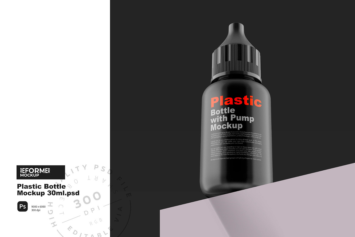 Plastic Bottle Mockup 30ml, a Packaging Mockup by Reformer Mockup (Photo 3 of 7)