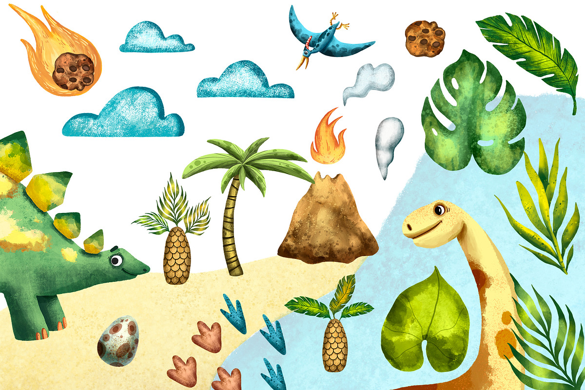 My Friends Dinosaurs - Clip Art Set, an Animal Illustration by Mashamashastu (Photo 3 of 12)