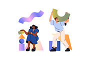 People holding abstract shapes set, a Person Illustration by PaperTrident (Thumbnail 5 of 5)