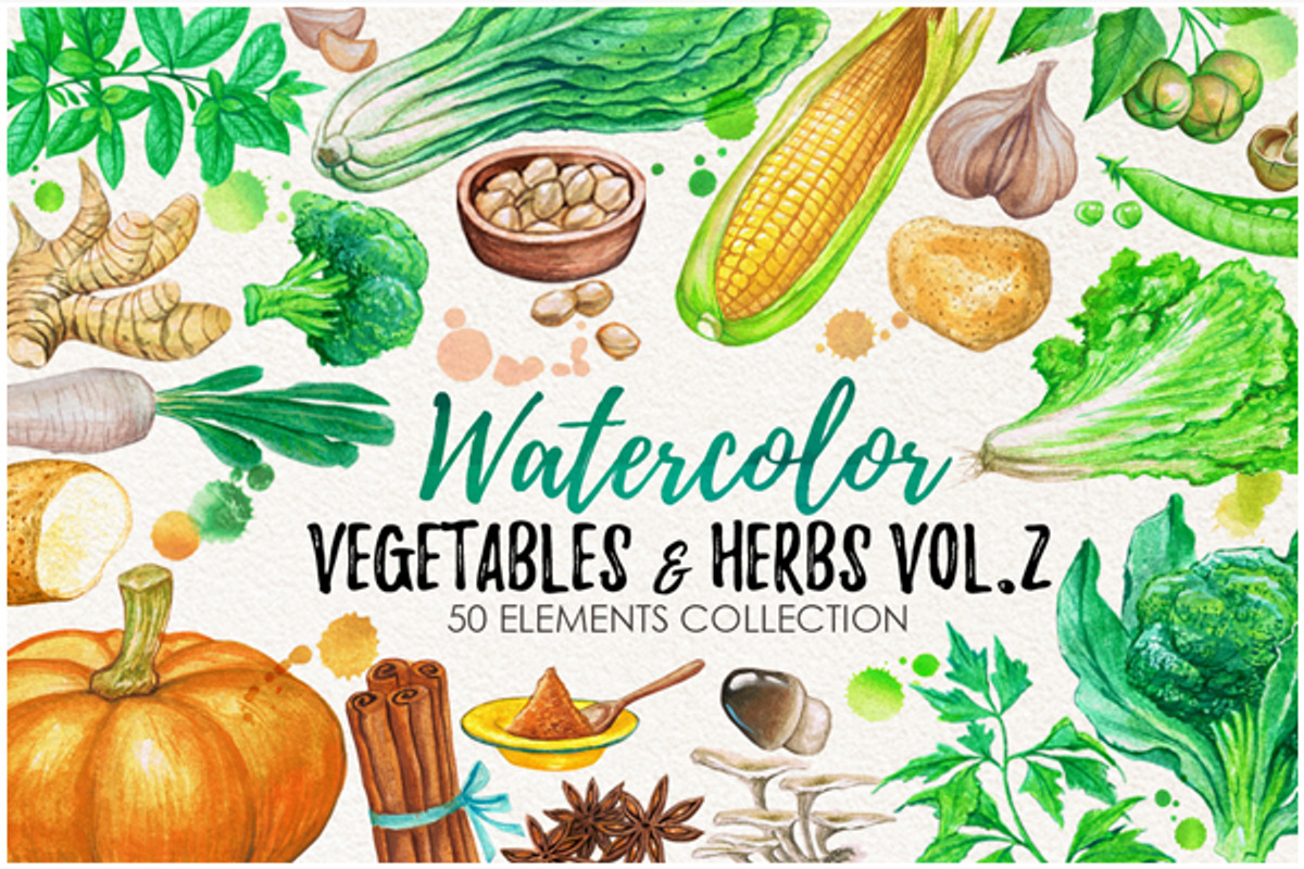 Watercolor Vegetables, Herbs, Green, an Animal Illustration by Graphobia (Photo 11 of 11)