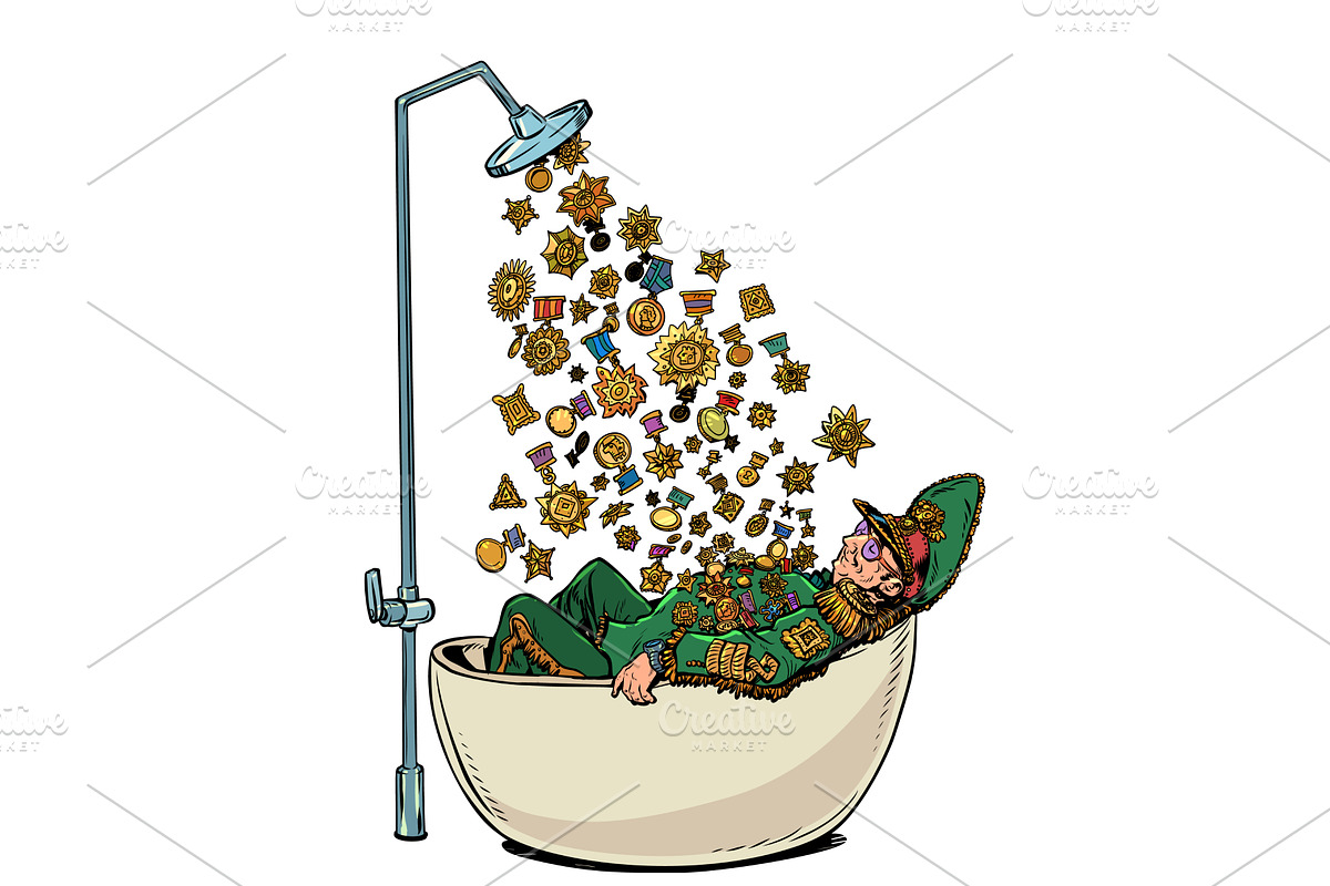Pop Art Retro General in the bath, an Object Illustration by studiostoks