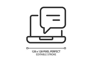 Laptop with speech bubble, an Outline Icon by IMG Visuals