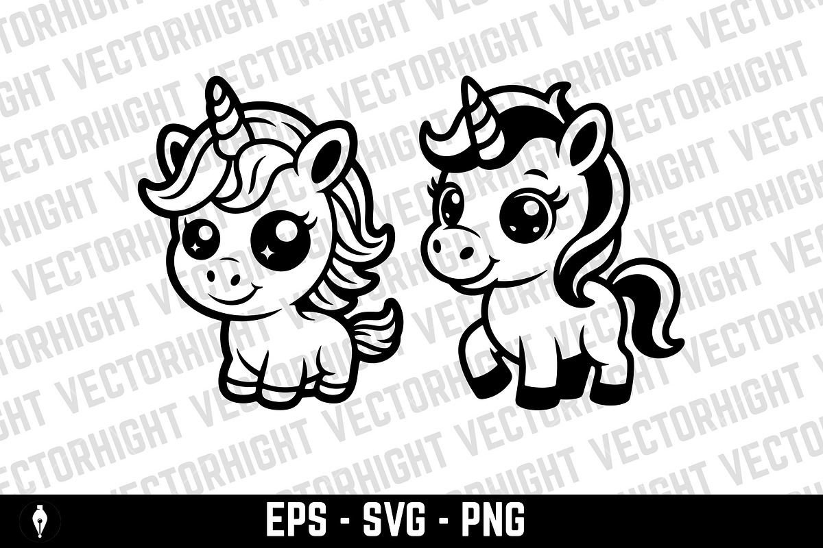 Adorable baby unicorn, an Animal Illustration by Vectorhight (Photo 5 of 5)
