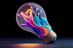 Vibrant light bulb with colorful, flowing liquid design creating a stunning vis, a Business Photo by AlyaAnd