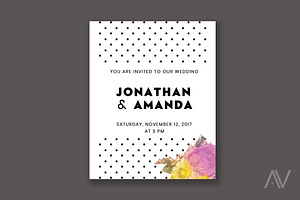 Polka Dots & Flowers Invitation