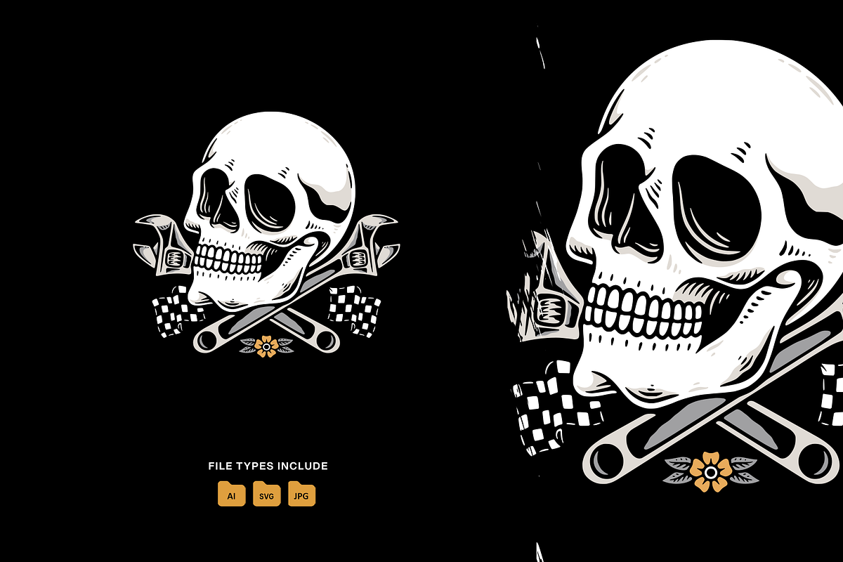 Mechanic Skull Illustration, an Object Illustration by Decoconio Design (Photo 1 of 3)